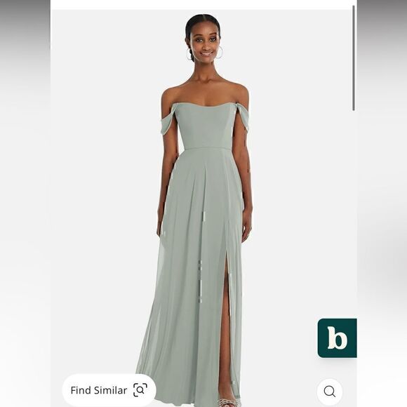 After Six Off-The-Shoulder Basque Neck Maxi Dress With Flounce Sleeves Size 8 - Picture 1 of 6